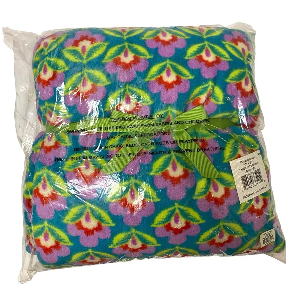 Vera Bradley Throw Blanket Petals in Paradise 12408-583 Floral Colorful 80”x50”